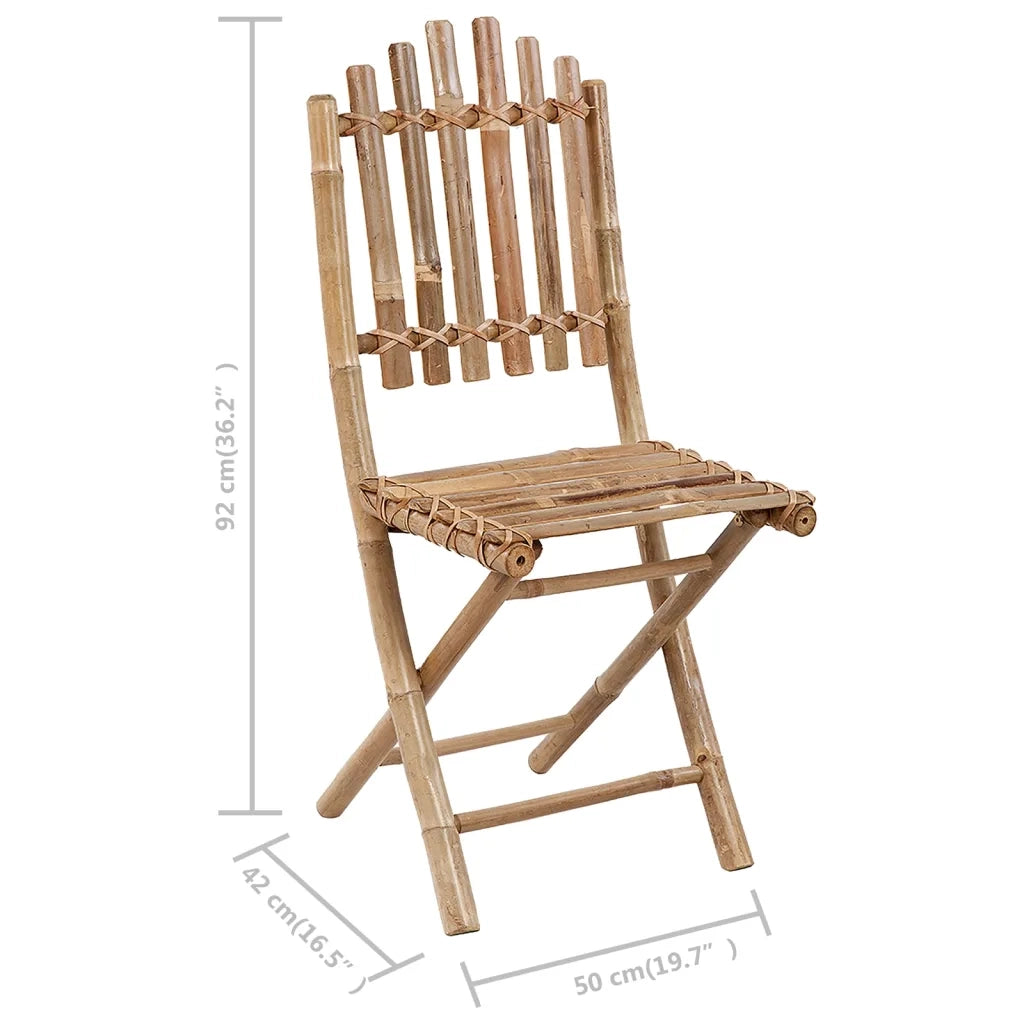 Set da Pranzo da Giardino 5 pz Pieghevole con Cuscini in Bambù 3063965