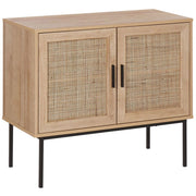 Credenza Moderna a 2 Cassetti con Fronte in Vimini 72 x 80 cm legno Chiaro