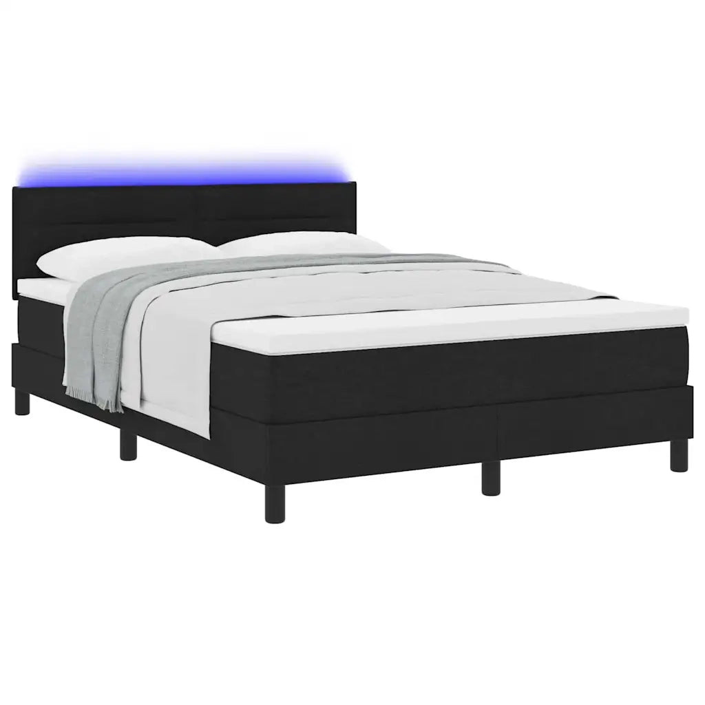 Letto a molle con materasso con led Nero 140 x 200 cm Tessuto 3342137