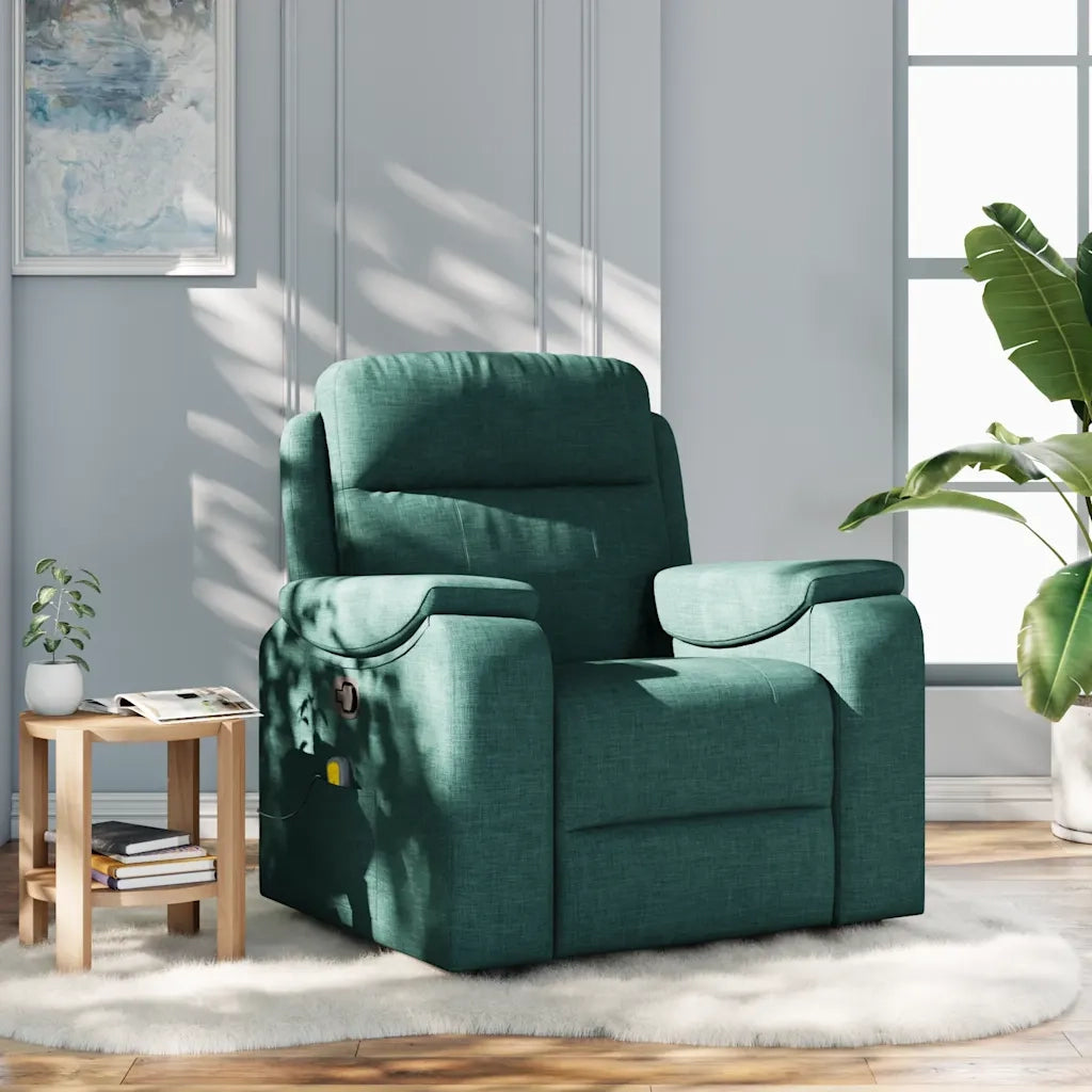 Poltrona Massaggiante | Sedia Relax Reclinabile Verde Scuro in Tessuto