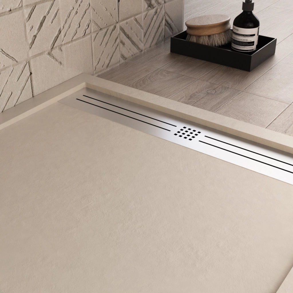 Piatto doccia in marmoresina crema effetto pietra cemento relax, misura 70x160