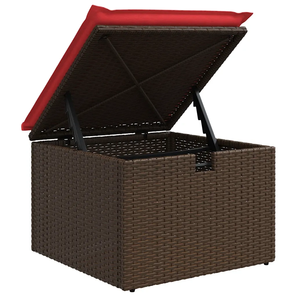 Set Divano da Giardino 5 pz | Set Salotto da Giardino con Cuscini Marrone in Polyrattan