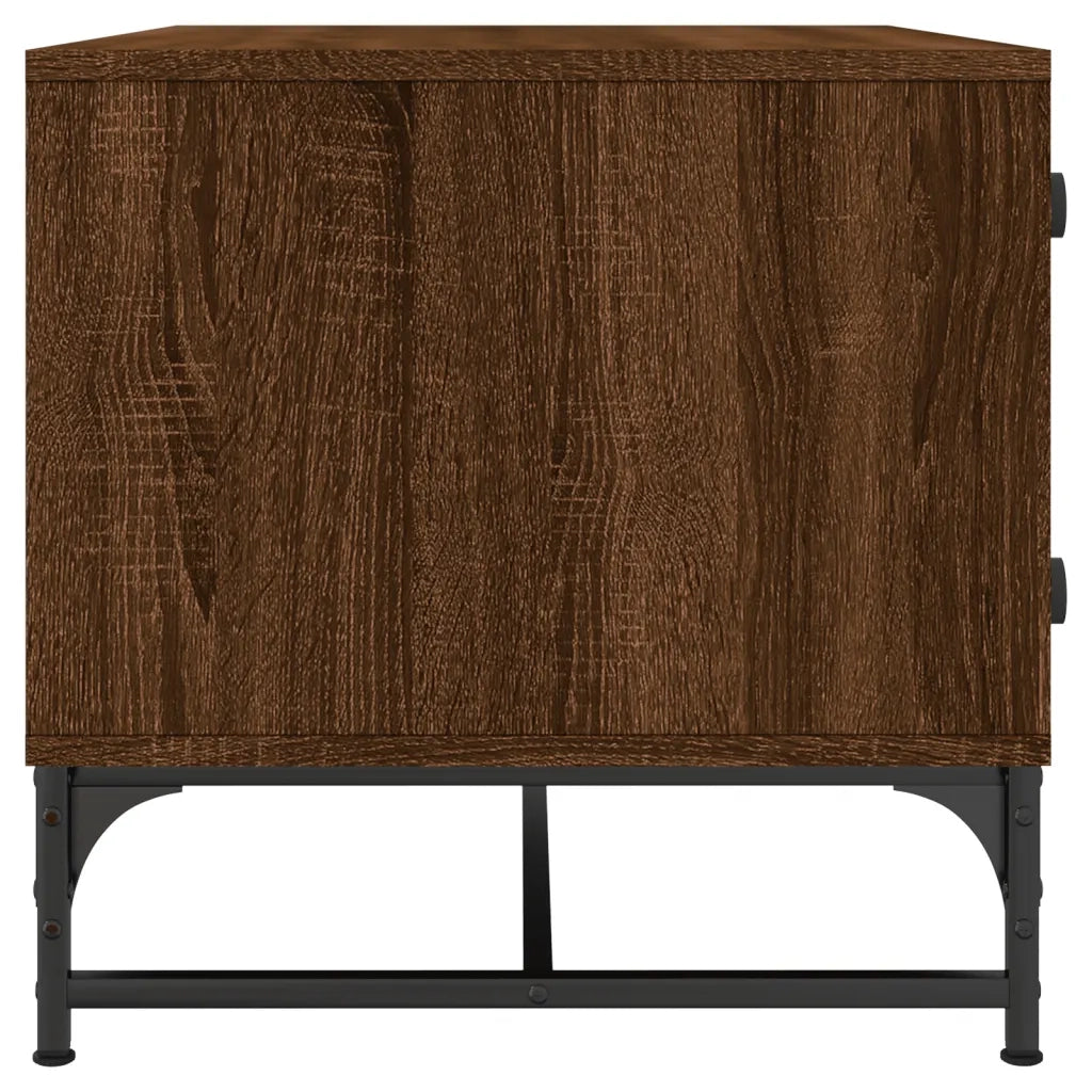 Tavolino Salotto con Ante in Vetro-Tavolino da soggiorno-Tavolo Rovere Marrone 68,5x50x50cm