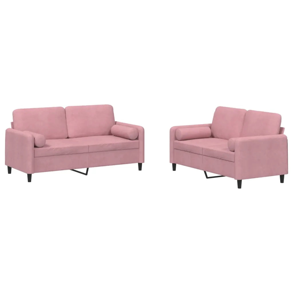 Set di Divani 2 pz con Cuscini Rosa in Velluto 3201997
