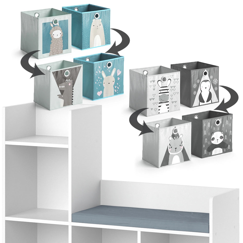 Vicco Scaffale per bambini Bianco 30.9 x 88.6 cm con 2 scatole pieghevoli opt.2