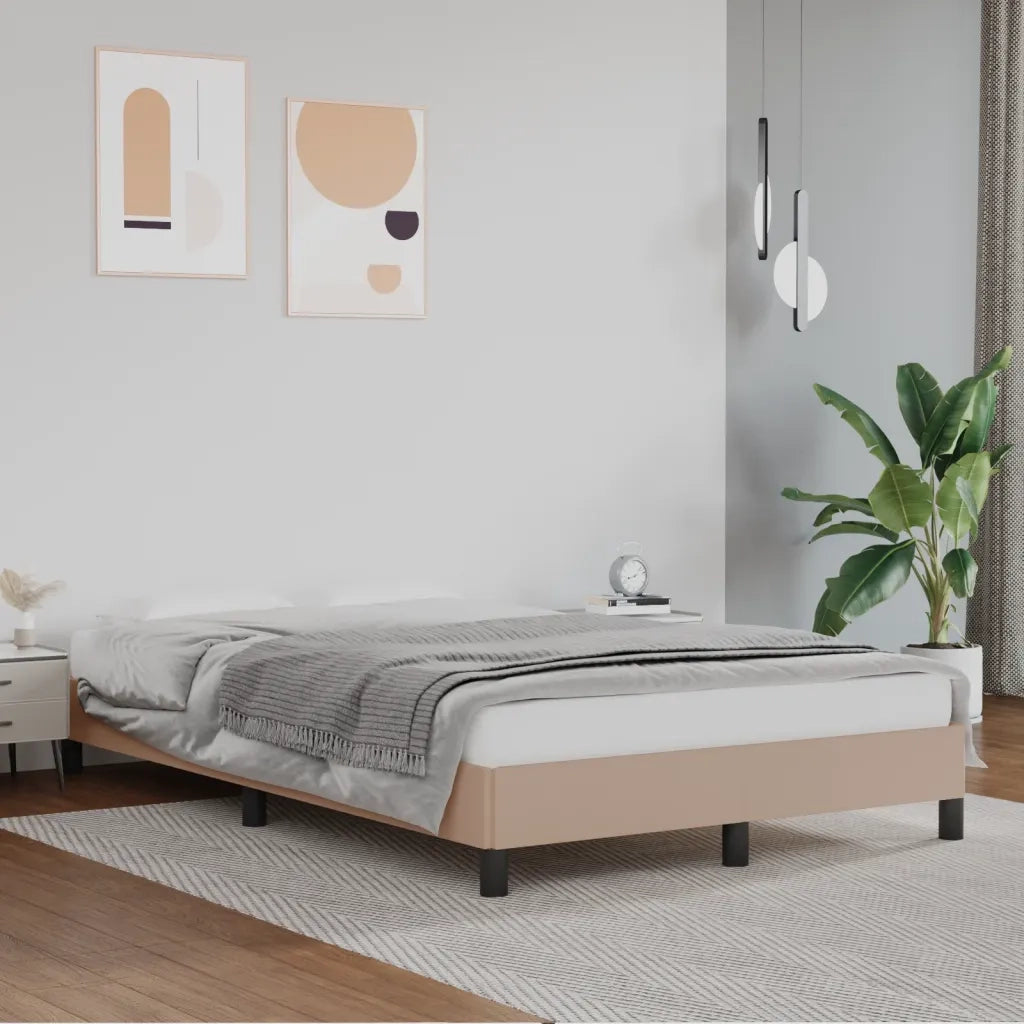 Letto matrimoniale | Letto per adulti | Giroletto senza Materasso Cappuccino 120x190 cm in Similpelle