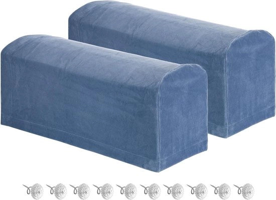 Armrest coppe 2 pezzi in poliestere morbidi per divano e poltrona blu profondo