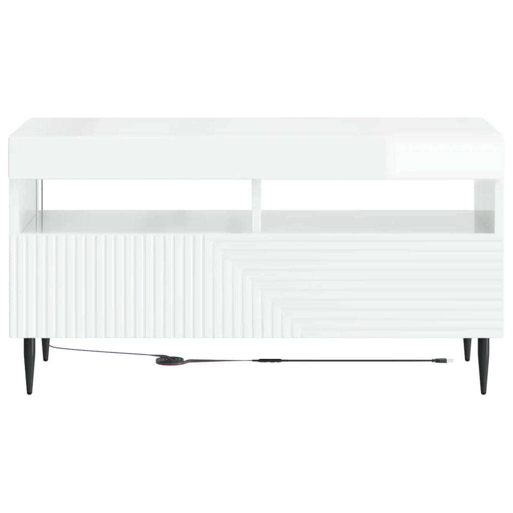 Mobile TV LED Bianco Lucido Legno ingegnerizzato 896999