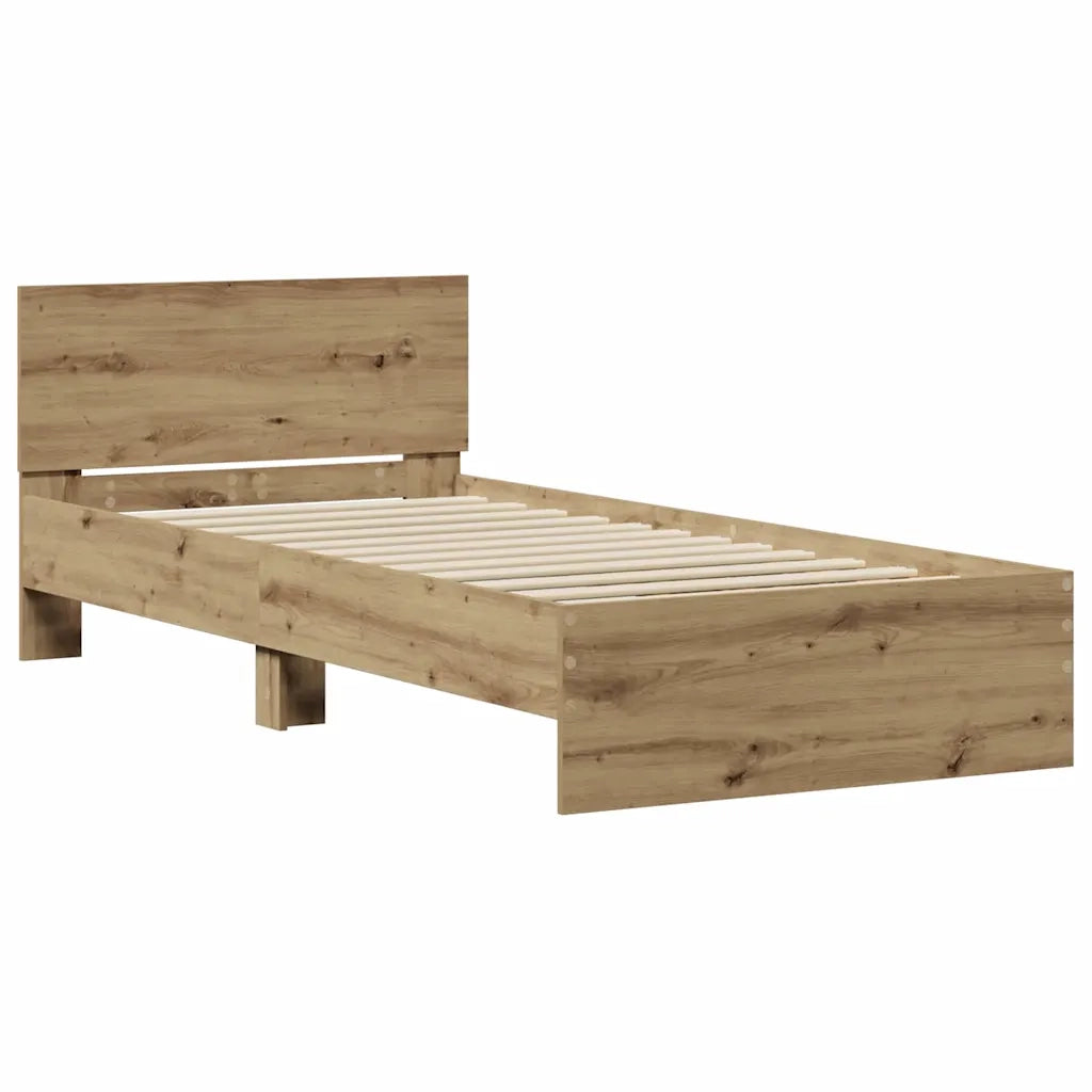 Struttura del letto con testiera Rovere artigianale 75 x 190 cm 871661