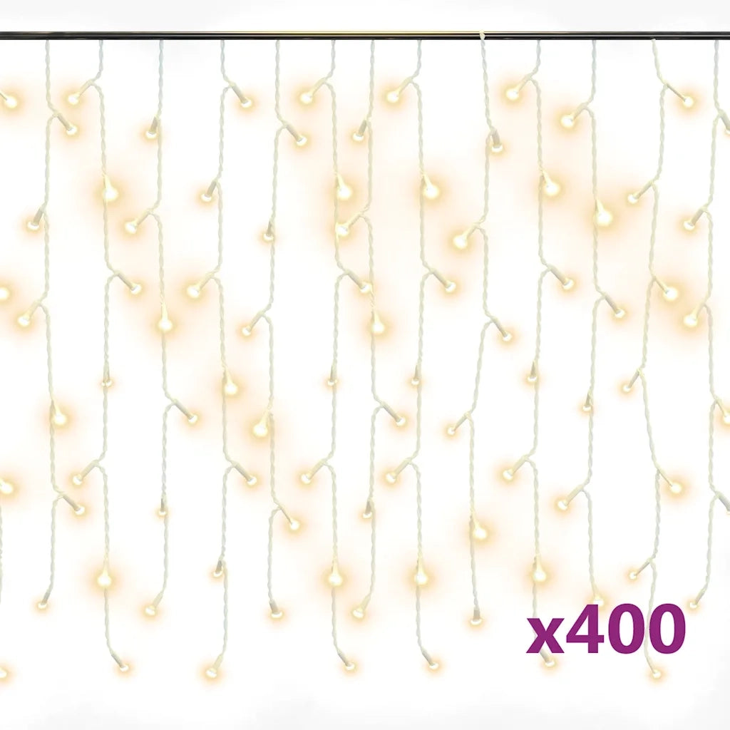 Luci a Ghiaccioli a LED 10 m 400 LED Bianco Caldo 8 Funzioni