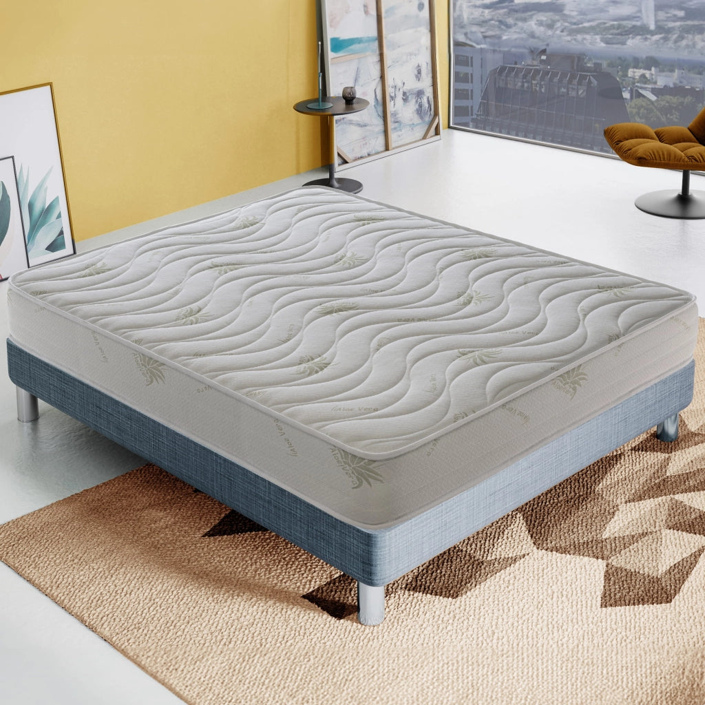 Materasso Singolo 90x190 Alto 25 cm - Aloe Vera – Ortopedico – Alta densità – Onda Massaggiante - Massimo Comfort