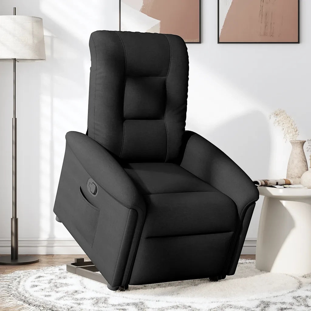 Poltrona Alzapersona Reclinabile Nera in Tessuto 3303256