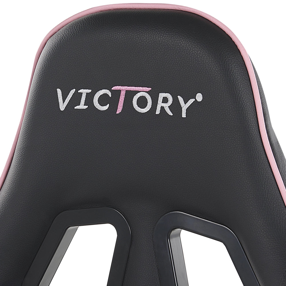 Sedia da gaming Nero Rosa Ecopelle 126 - 136 cm Braccioli Girevoli Regolabili e Poggiapiedi Regolabili in Altezza Moderna