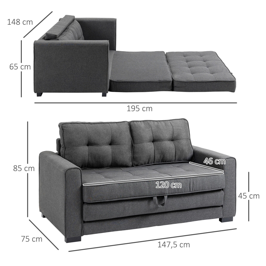 Divano letto 2 posti ¨C Minimal ¨C grigio 147,5x75x85 cm