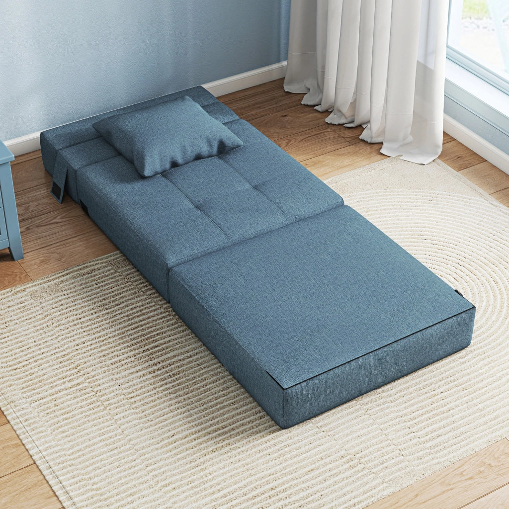 Letto Poltrona Relax ¨C Minimal ¨C 70x70x61 Blu Scuro Tessuto