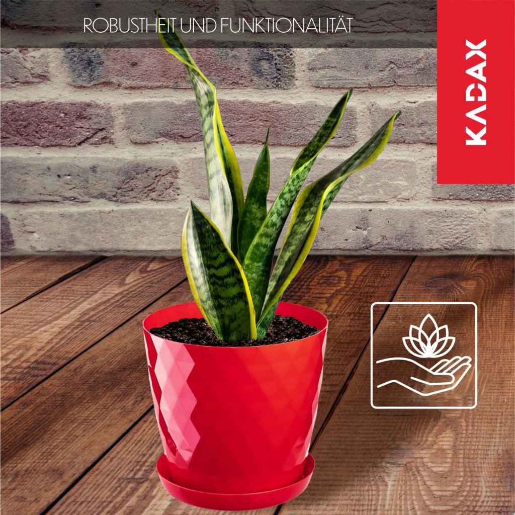 Vaso da fiori in plastica KADAX con supporto e coprivaso, 25 cm, rosso.