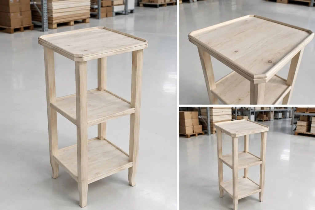 Consolle/etagere in legno grezzo l.40 p.40 h.81 (3121) - Mobili 2G