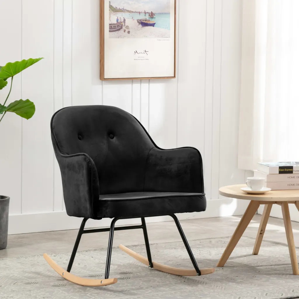 Sedia a Dondolo Nera in Velluto 289524