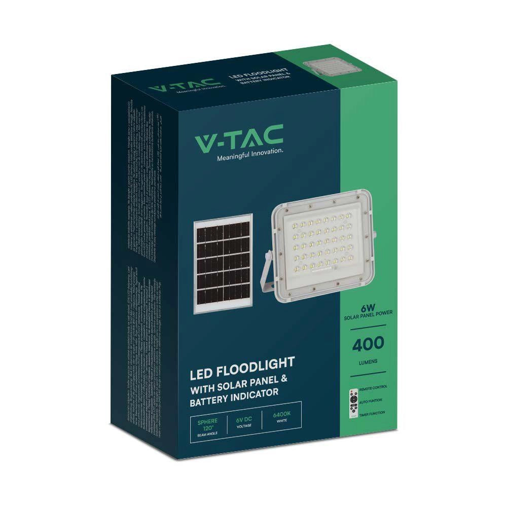 Faretto LED solare 6W con telecomando IP65 V-TAC 6400K