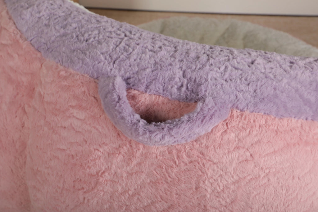 Poltrona sacco XXL in pelliccia sintetica multicolore con imbottitura in spugna sminuzzata ¨C Xylo ¨C Rosa+Bianco+Viola