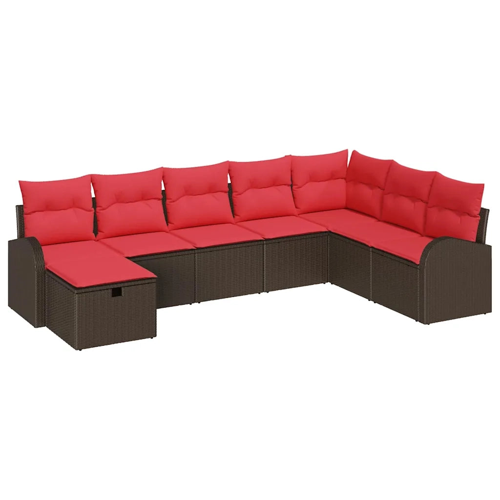 Set di divani con cuscino Marrone e Rosso polyrattan 3359133