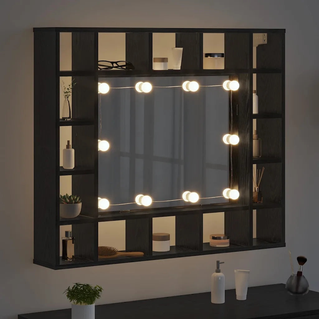 Mobiletto per specchio Rovere Nero 91 x 15 x 76,5 cm 879458