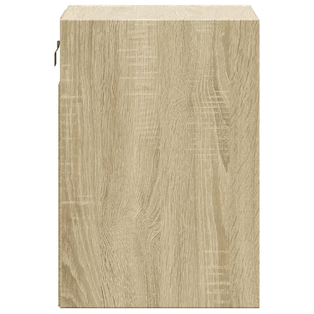 Set di 2 Comodini | Armadio da Notte | Mobiletto da notte a Parete con luci LED Rovere Sonoma