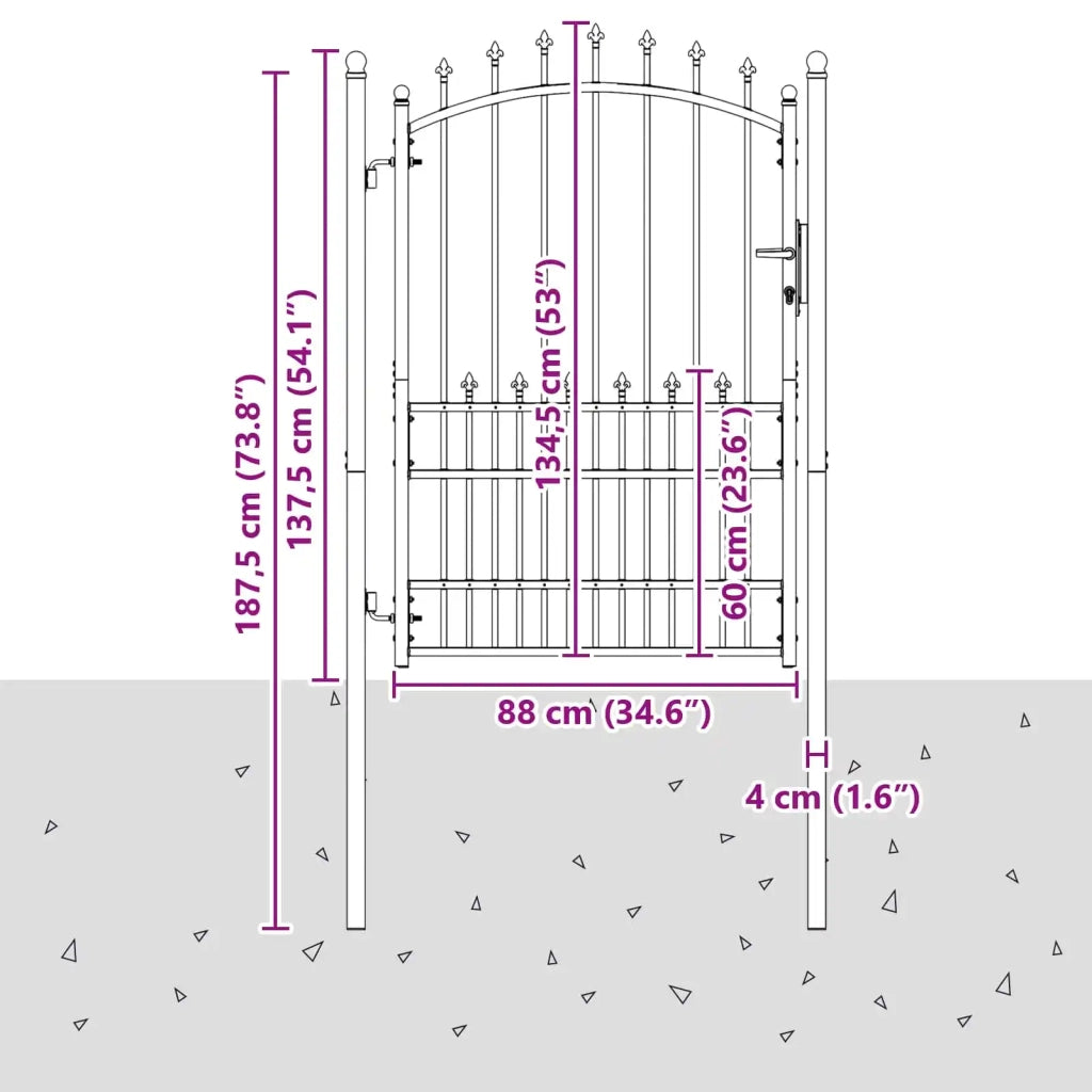 Cancello della recinzione con punte EMMEN 100 x 175 cm 146401