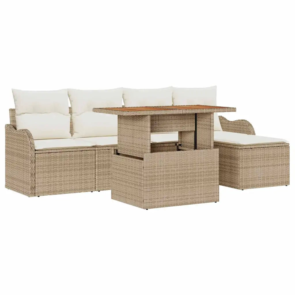 Set Divano da Giardino 6 pcs Beige Poly Rattan 3358185