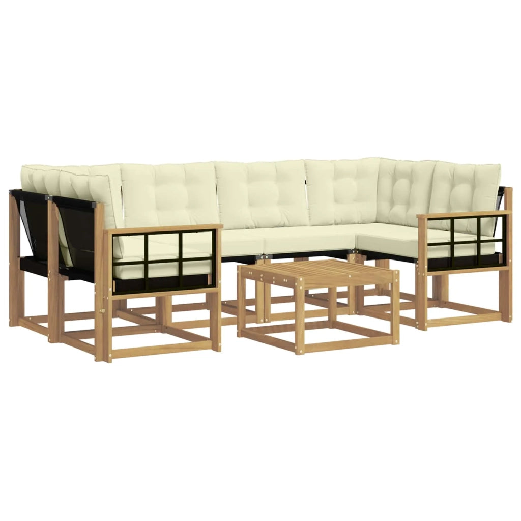 Set di divani da esterno 7 pz Bianco e Crema 3389264