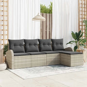 Set Divano da Giardino 5 pcs Grigio chiaro polyrattan 3346002