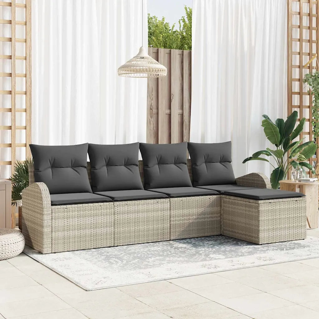 Set Divano da Giardino 5 pcs Grigio chiaro polyrattan 3346002