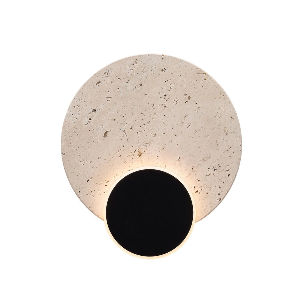 Applique rotonda nera pietra LED 10W Travertino Maxlight