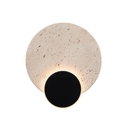 Applique rotonda nera pietra LED 10W Travertino Maxlight