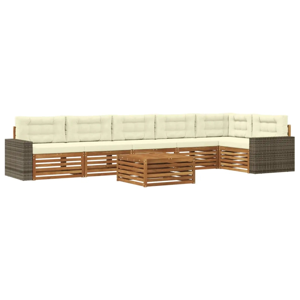 Set di divani da esterno 7 pcs Naturale e Crema 79 x 79 x 37 cm 3383458