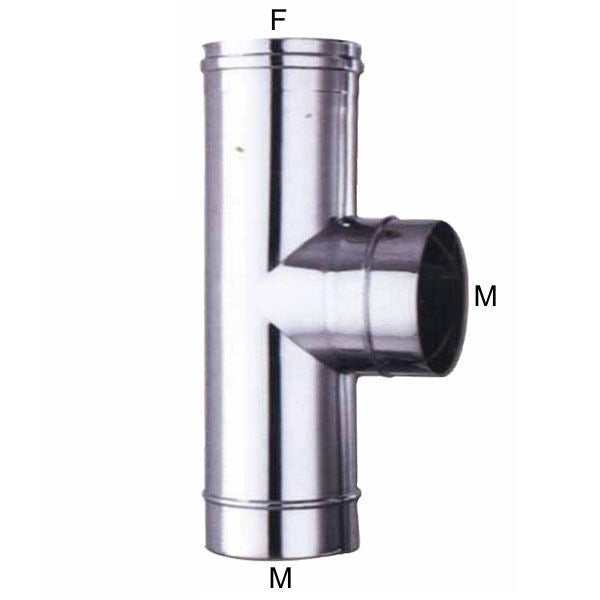 ALA 8018915012591 Gomito a T inox AISI 316L sistema ALA INOX MP connessione maschio-femmina guarnizione siliconica termoresistente colore Acciaio