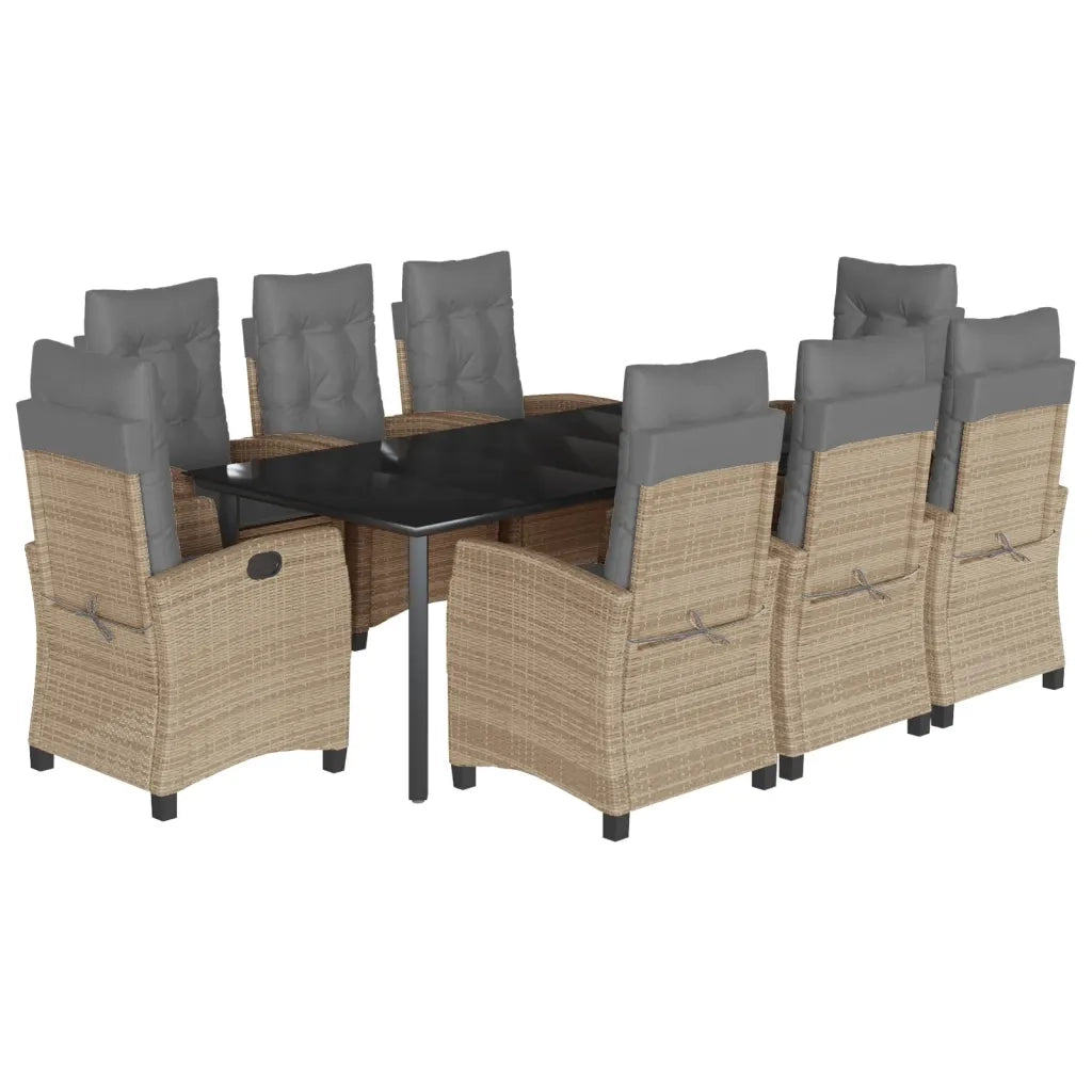 Set Pranzo da Giardino 9 pz con Cuscini Beige Misto Polyrattan 3212841