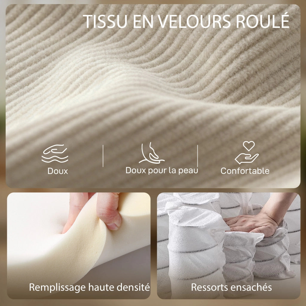 Poltrona in velluto ¨C Xylo ¨C beige con cuscino a molle 83x74x87cm