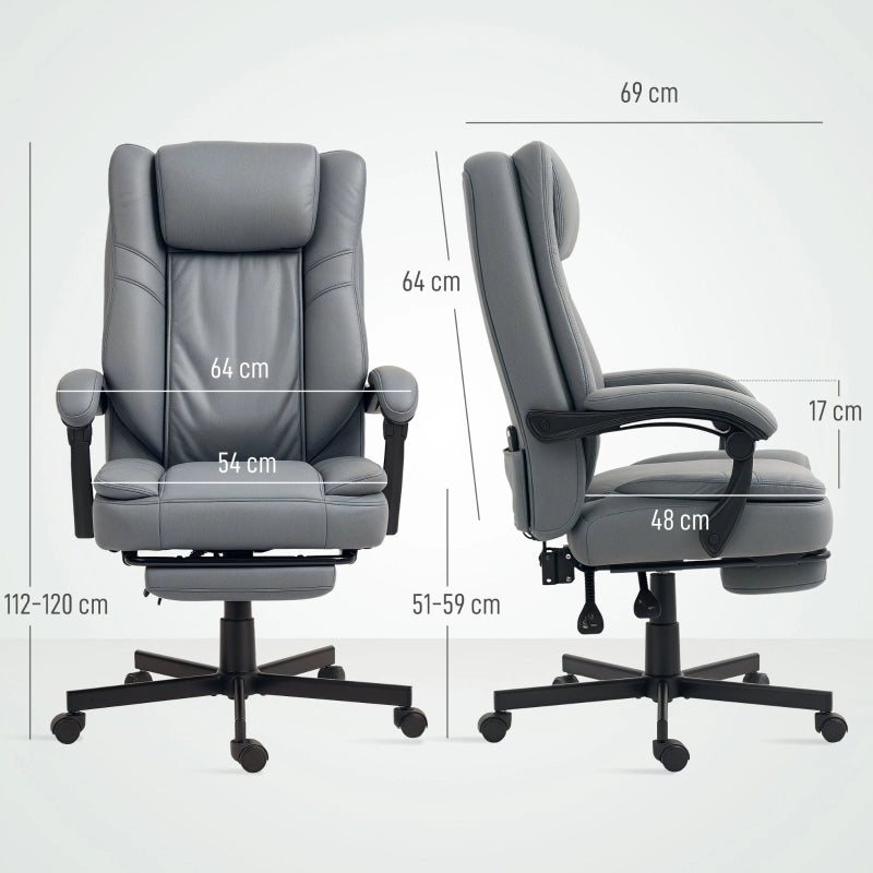 SEDIA UFFICIO MASSAGGIO RECLINABILE 64x69x112-120 cm Microfibra Grigio