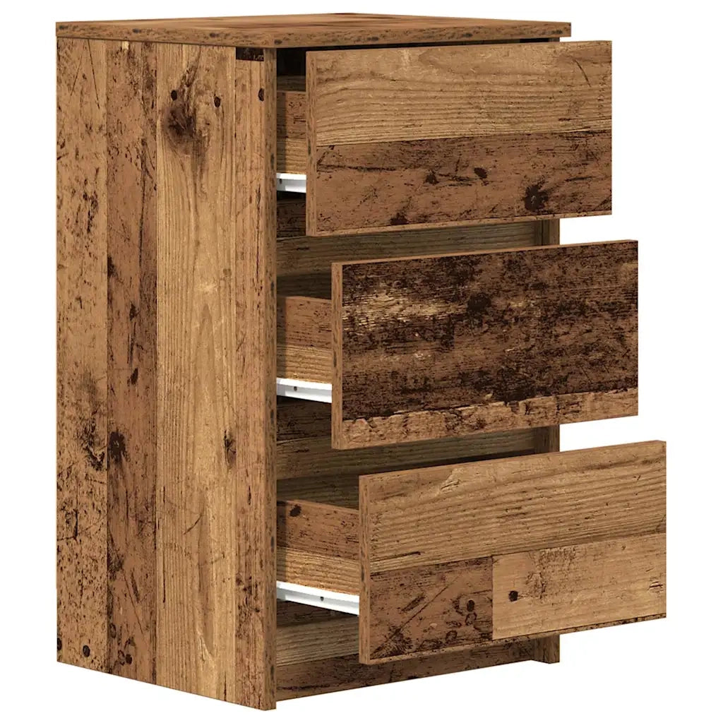 Comodini con 3 Cassetti 2 pz Legno Antico 39x35x65 cm 861352