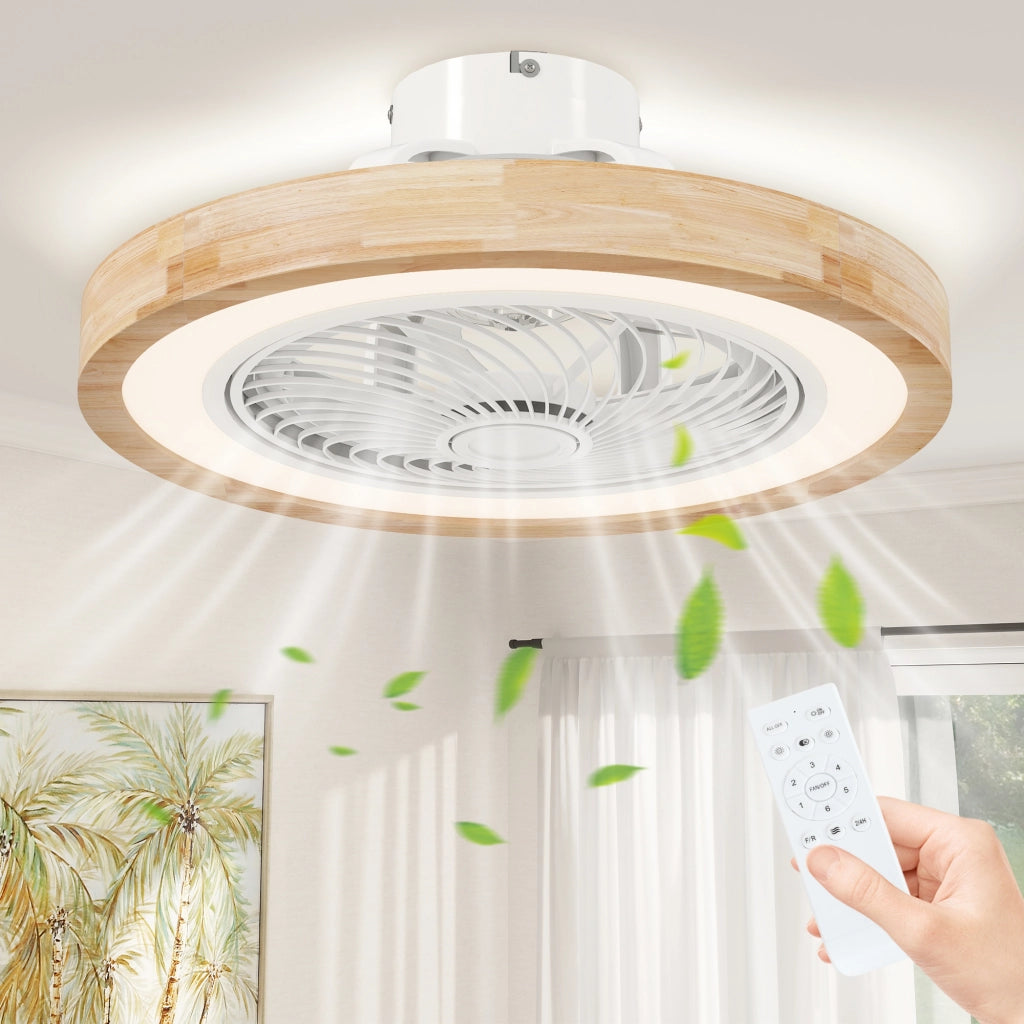 Ventilatore da soffitto con luce e telecomando ¨C Xylo ¨C 6 velocit¨¤, luminosit¨¤ regolabile, marrone chiaro