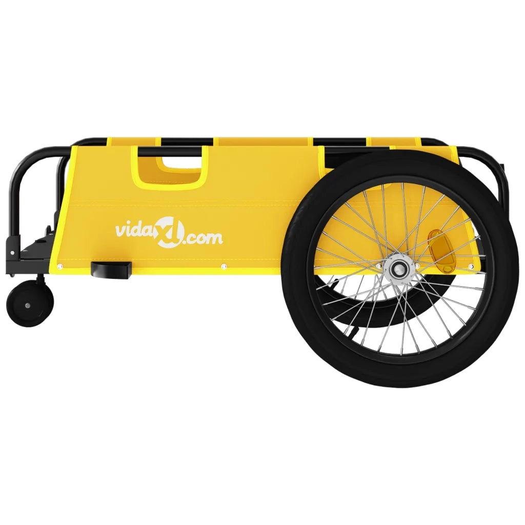 Rimorchio da Bici Giallo e Nero in Tessuto Oxford e Ferro
