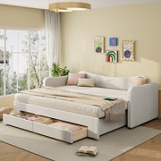 Letto Imbottito Contenitore con 2 Cassetti e USB ¨C MINIMAL ¨C Velluto Beige 90x200 cm