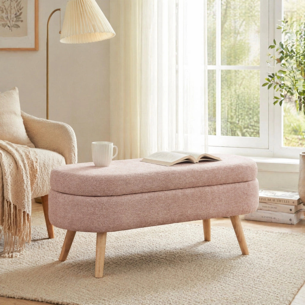 PANCA Contenitore 110 cm in velluto rosa