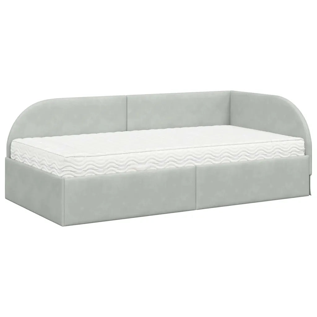 Struttura Letto Angolare con Materasso 2 pcs Grigio chiaro