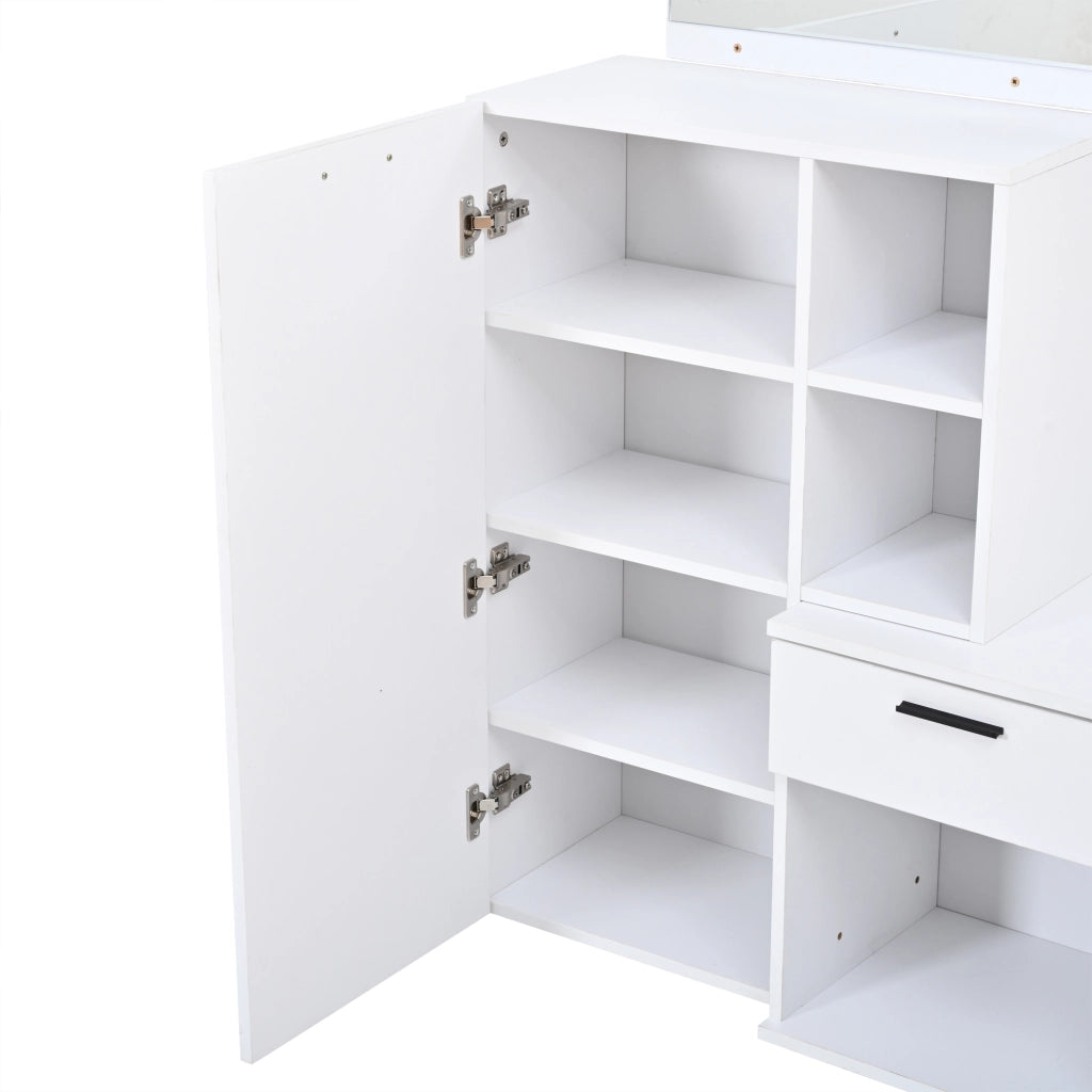 Set da ingresso composto da scarpiera, specchio e ganci appendiabiti, con 2 cassetti, in MDF, bianco