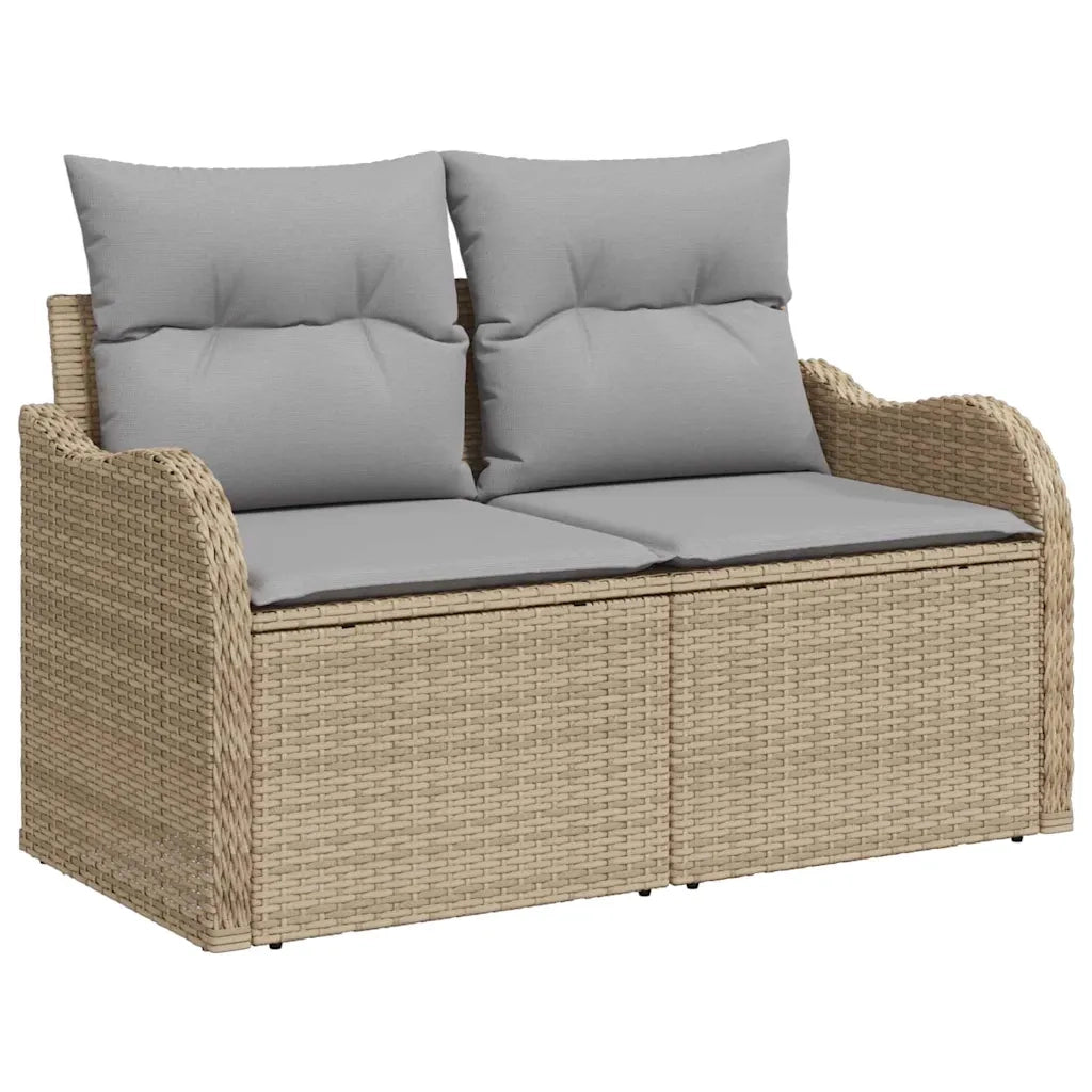 Set Divano da Giardino 7 pcs Beige e Grigio Chiaro polyrattan