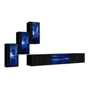 Set di mobili da soggiorno SWITCH XXIII – LED – Nero lucido – Design sospeso