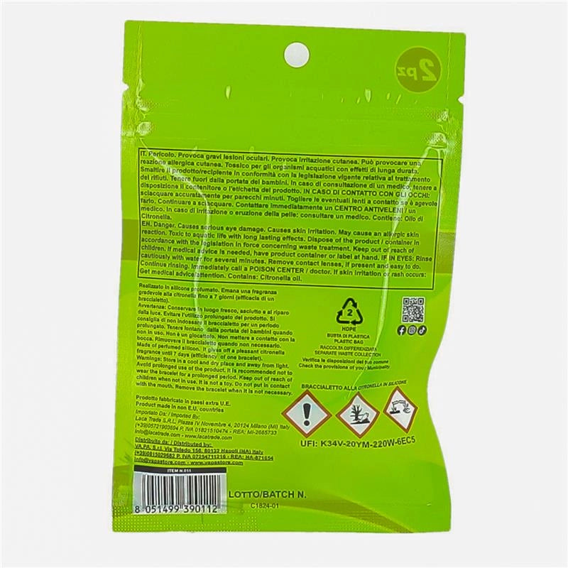 BRACCIALETTI VAPA SILICONE 2 PZ CITRONELLA