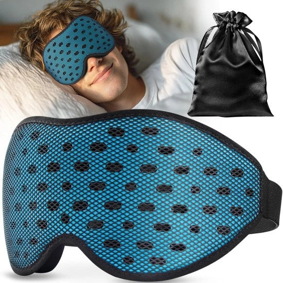 Slaapmasker 100% luce strettamente bloccata, ademabile per uomini e donne, edizione 2025, occhiali da sonno 3D, ultraleggeri e comodi, con tasca di stoccaggio, per viaggi, volo, turni di notte, colore celeste.